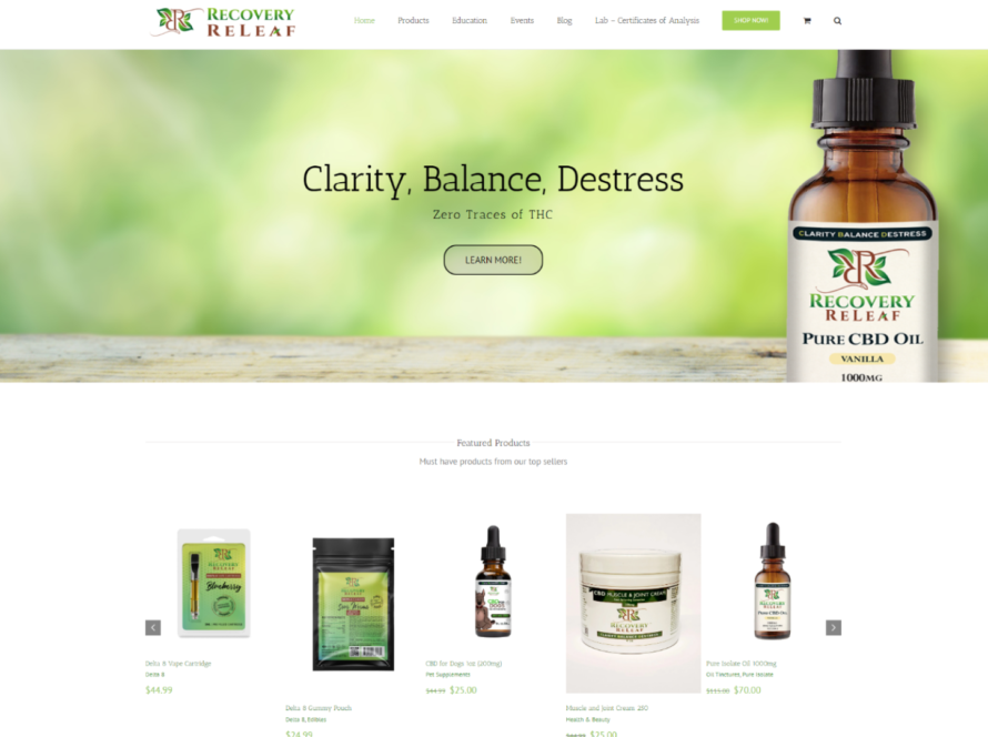 Recovery Releaf home page