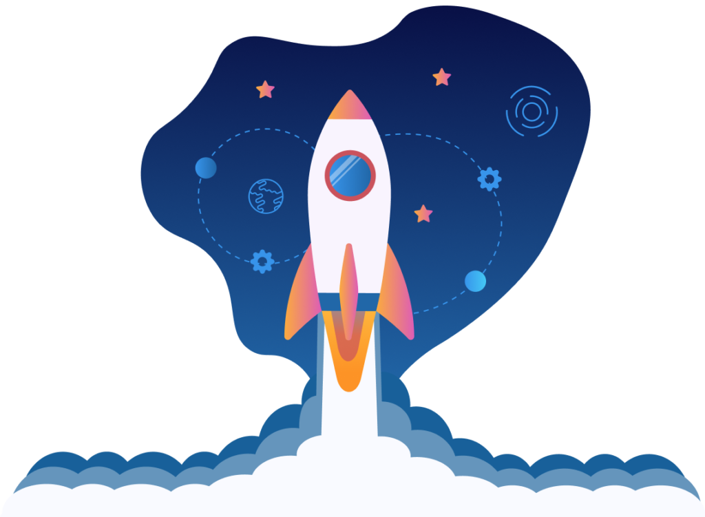 Rocketing launching illustration